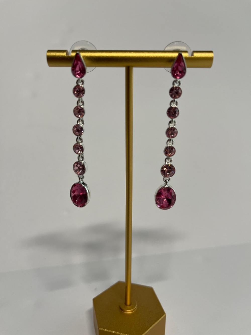 Vintage Y2K Givenchy pink crystal drop dangle earrings
